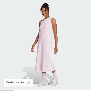 adidas Light Pink Racerback Long Dress with 3-Stripes
